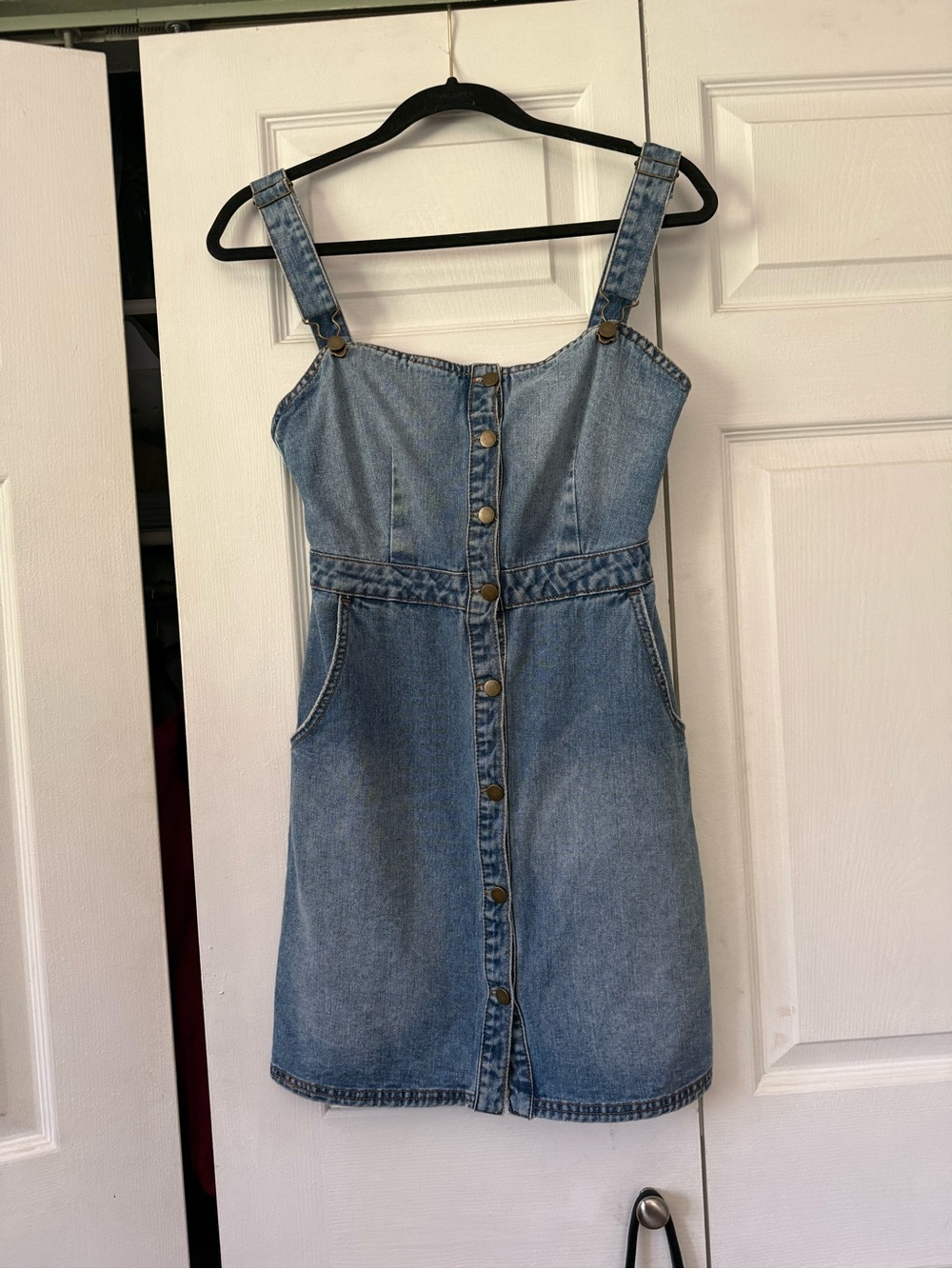 Denim Button-Front overall Dress - Light Blue
